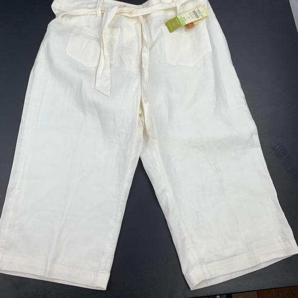 COLDWATER CREEK Linen Belted Cropped Pants - Picture 1 of 7